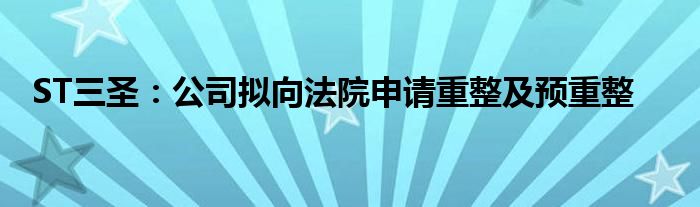 ST三圣：公司拟向法院申请重整及预重整