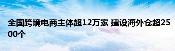 全国跨境电商主体超12万家 建设海外仓超2500个