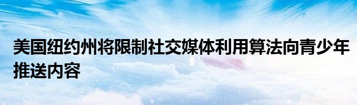 美国纽约州将限制社交媒体利用算法向青少年推送内容