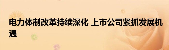 电力体制改革持续深化 上市公司紧抓发展机遇