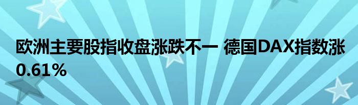 欧洲主要股指收盘涨跌不一 德国DAX指数涨0.61%