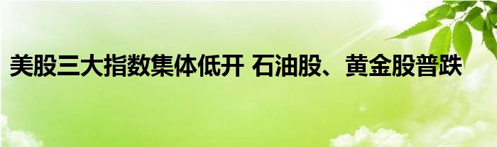 美股三大指数集体低开 石油股、黄金股普跌