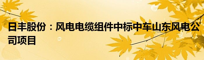 日丰股份：风电电缆组件中标中车山东风电公司项目