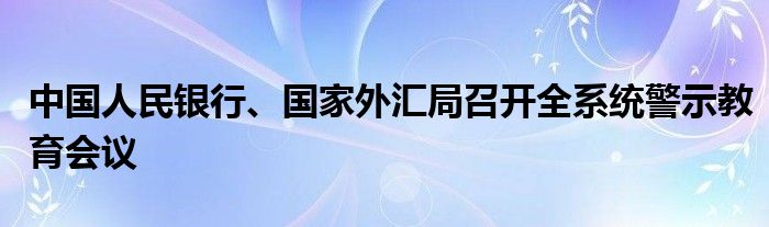 中国人民银行、国家外汇局召开全系统警示教育会议