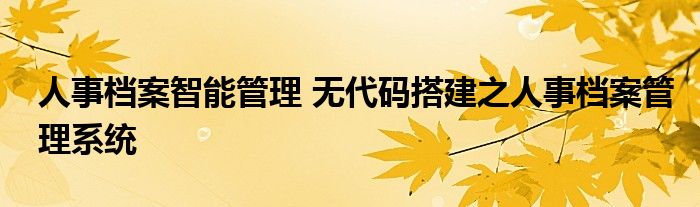 人事档案智能管理 无代码搭建之人事档案管理系统