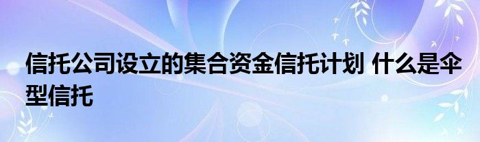 信托公司设立的集合资金信托计划 什么是伞型信托