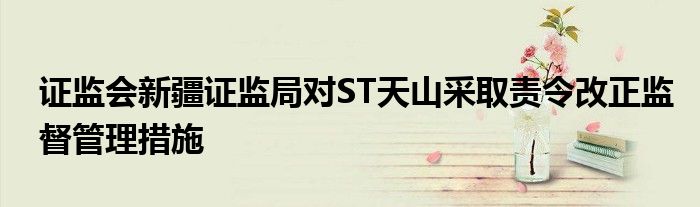 证监会新疆证监局对ST天山采取责令改正监督管理措施