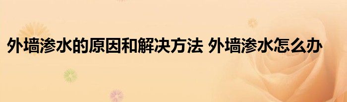 外墙渗水的原因和解决方法 外墙渗水怎么办