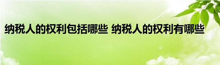 纳税人的权利包括哪些 纳税人的权利有哪些