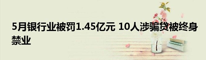 5月银行业被罚1.45亿元 10人涉骗贷被终身禁业