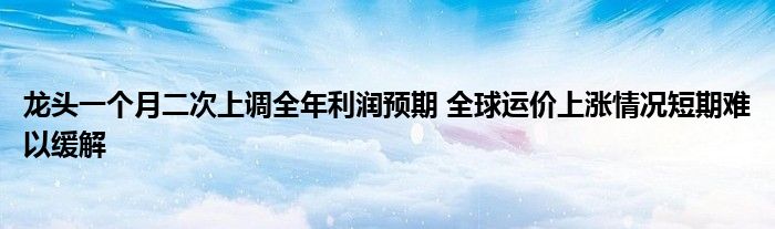 龙头一个月二次上调全年利润预期 全球运价上涨情况短期难以缓解