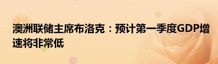 澳洲联储主席布洛克：预计第一季度GDP增速将非常低