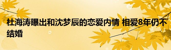 杜海涛曝出和沈梦辰的恋爱内情 相爱8年仍不结婚