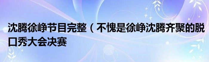 沈腾徐峥节目完整（不愧是徐峥沈腾齐聚的脱口秀大会决赛