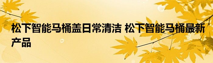 松下智能马桶盖日常清洁 松下智能马桶最新产品