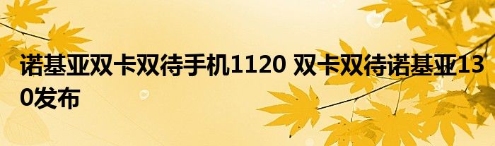 诺基亚双卡双待手机1120 双卡双待诺基亚130发布