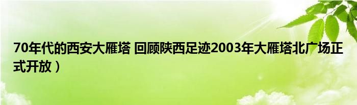 70年代的西安大雁塔 回顾陕西足迹2003年大雁塔北广场正式开放）