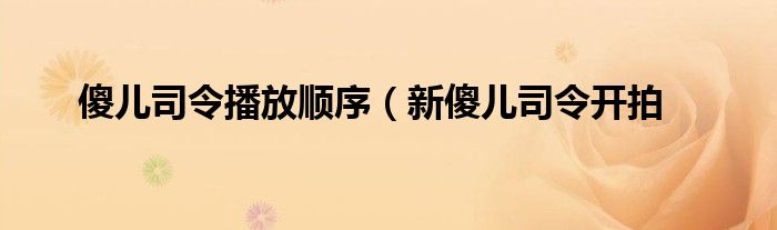 傻儿司令播放顺序（新傻儿司令开拍