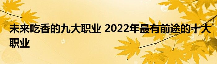 未来吃香的九大职业 2022年最有前途的十大职业