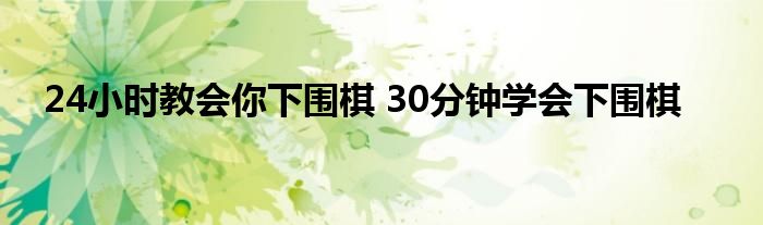 24小时教会你下围棋 30分钟学会下围棋