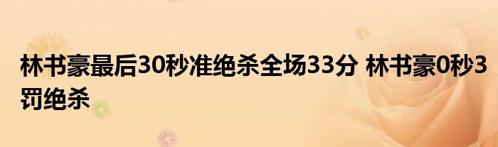 林书豪最后30秒准绝杀全场33分 林书豪0秒3罚绝杀