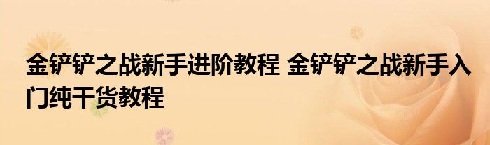 金铲铲之战新手进阶教程 金铲铲之战新手入门纯干货教程