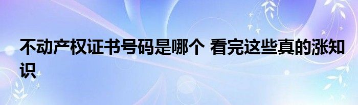 不动产权证书号码是哪个 看完这些真的涨知识