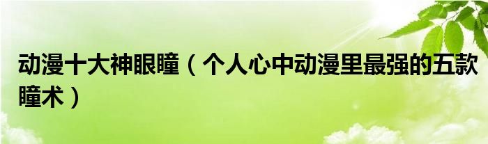 动漫十大神眼瞳（个人心中动漫里最强的五款瞳术）