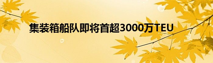 集装箱船队即将首超3000万TEU