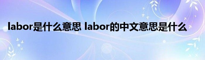 labor是什么意思 labor的中文意思是什么