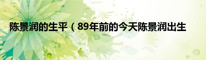 陈景润的生平（89年前的今天陈景润出生