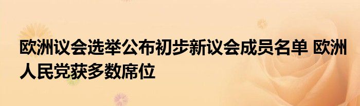 欧洲议会选举公布初步新议会成员名单 欧洲人民党获多数席位