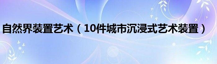 自然界装置艺术（10件城市沉浸式艺术装置）