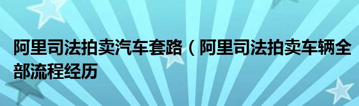 阿里司法拍卖汽车套路（阿里司法拍卖车辆全部流程经历