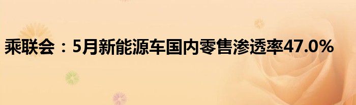 乘联会：5月新能源车国内零售渗透率47.0%