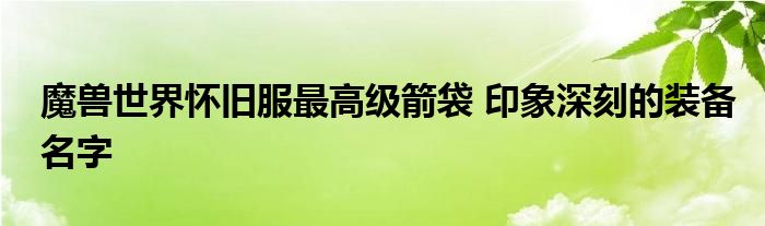 魔兽世界怀旧服最高级箭袋 印象深刻的装备名字