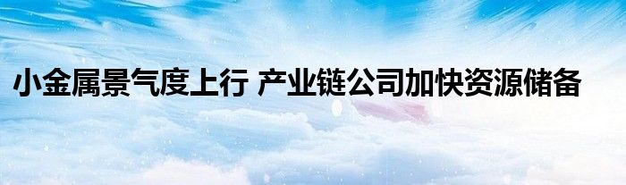 小金属景气度上行 产业链公司加快资源储备