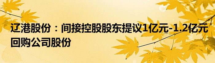 辽港股份：间接控股股东提议1亿元-1.2亿元回购公司股份