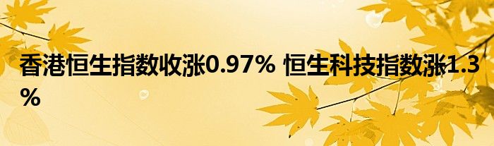 香港恒生指数收涨0.97% 恒生科技指数涨1.3%