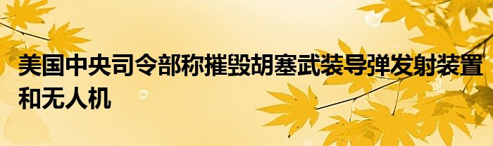 美国中央司令部称摧毁胡塞武装导弹发射装置和无人机