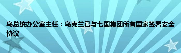 乌总统办公室主任：乌克兰已与七国集团所有国家签署安全协议