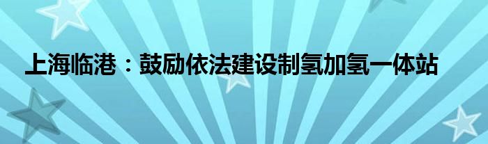 上海临港：鼓励依法建设制氢加氢一体站