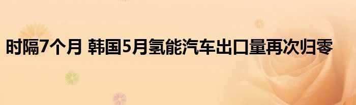 时隔7个月 韩国5月氢能汽车出口量再次归零