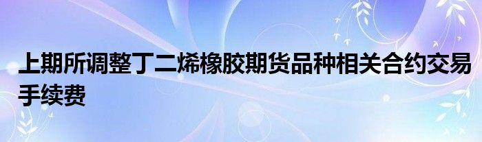 上期所调整丁二烯橡胶期货品种相关合约交易手续费