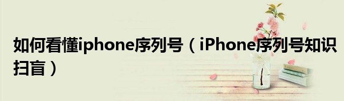 如何看懂iphone序列号（iPhone序列号知识扫盲）