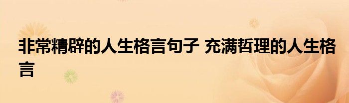 非常精辟的人生格言句子 充满哲理的人生格言