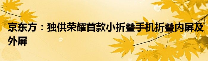 京东方：独供荣耀首款小折叠手机折叠内屏及外屏