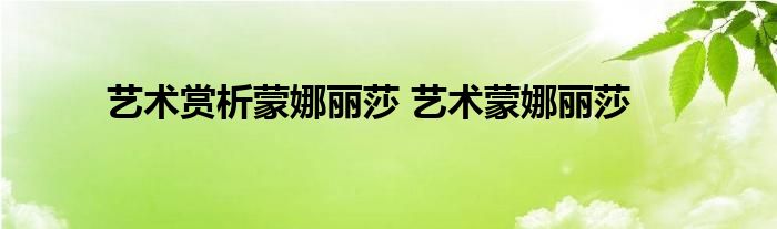 艺术赏析蒙娜丽莎 艺术蒙娜丽莎