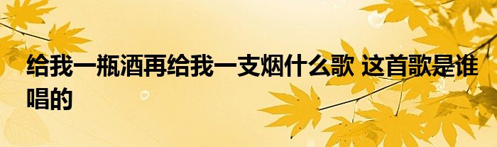 给我一瓶酒再给我一支烟什么歌 这首歌是谁唱的