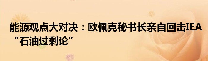 能源观点大对决：欧佩克秘书长亲自回击IEA“石油过剩论”